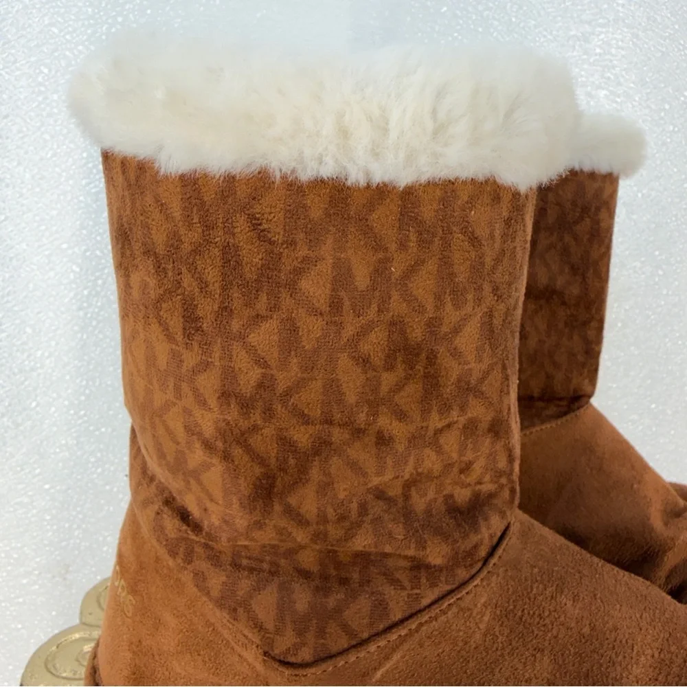 Michael Kors‎ Faux Fur Winter Boots Brown Logo Zip Ankle Size 5
